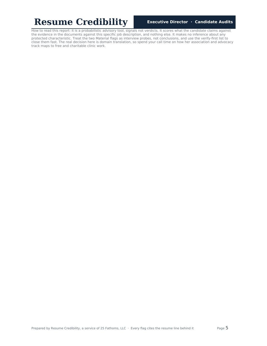 Page five: how to read the report.